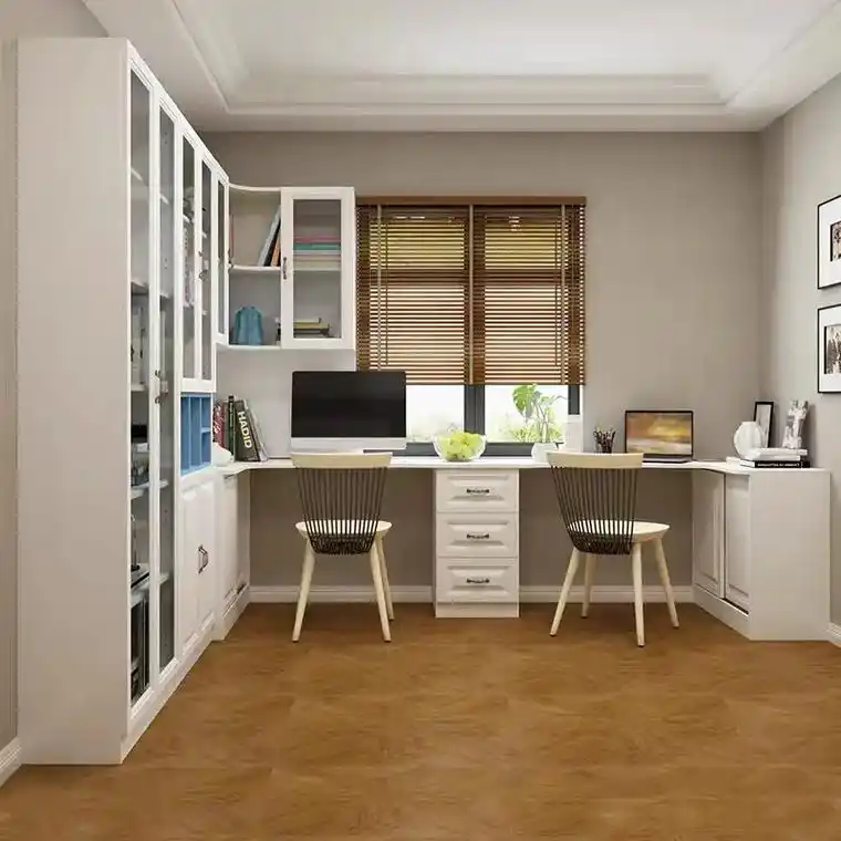 飘窗书桌书柜一体双人书桌电脑桌窗户家用双人学习桌书架组合转角