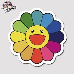村上隆 太阳花贴纸 行李箱贴纸 摩托潮牌贴纸 防水3m材质贴纸