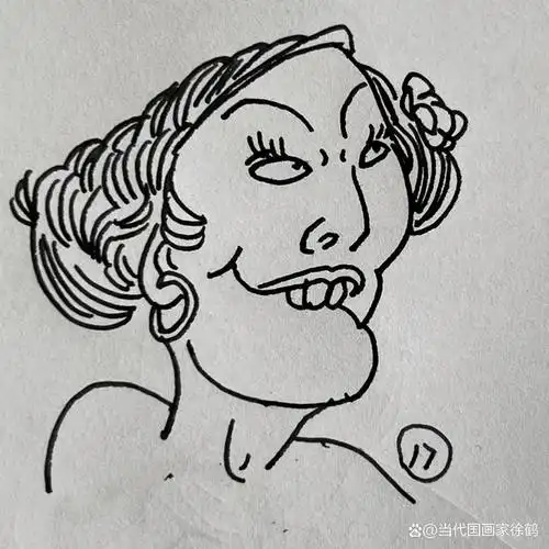 当代国画家徐鹤速写人物表情插画集锦