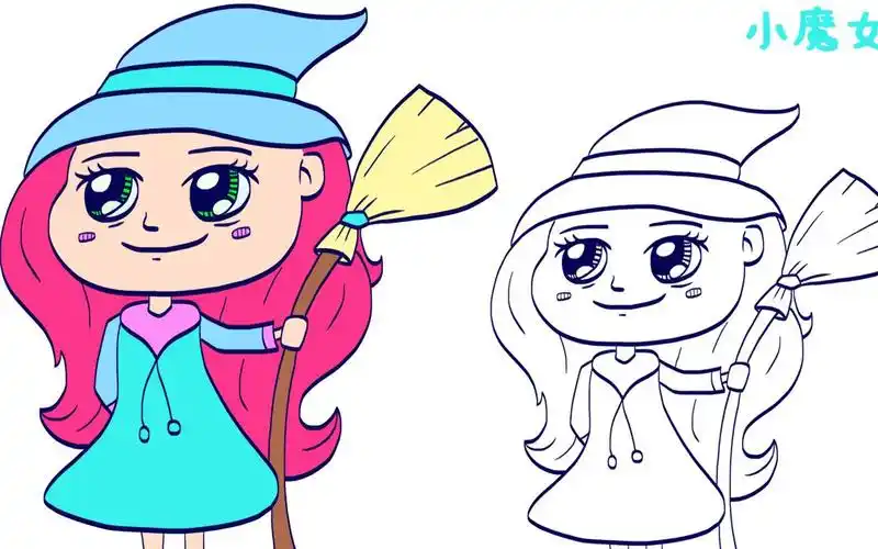 简笔画大全,小魔女(五)