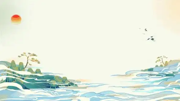 山水画仙境风景仙鹤大海国潮中国风背景视频背景gif图素材