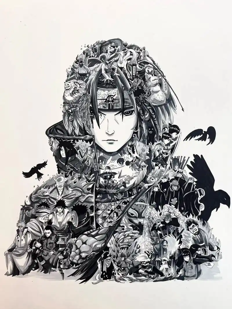 今天教大家画个鼬!#宇智波鼬 #手绘 #简笔画 #画画 #火 - 抖音