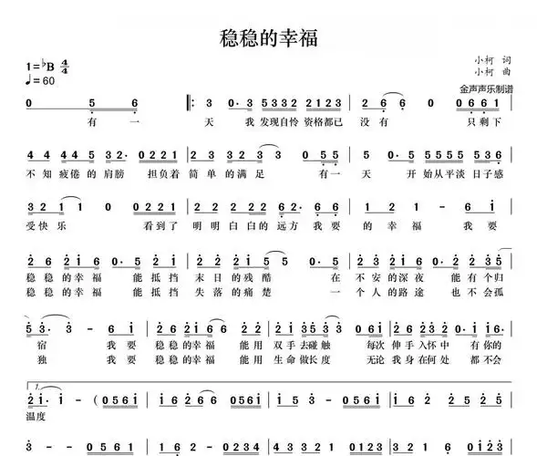 陈奕迅-稳稳的幸福简谱降b调