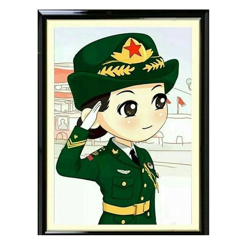 钻石画女兵武海陆空军人手工diy点钻贴钻十字绣军旅人物定制卡通