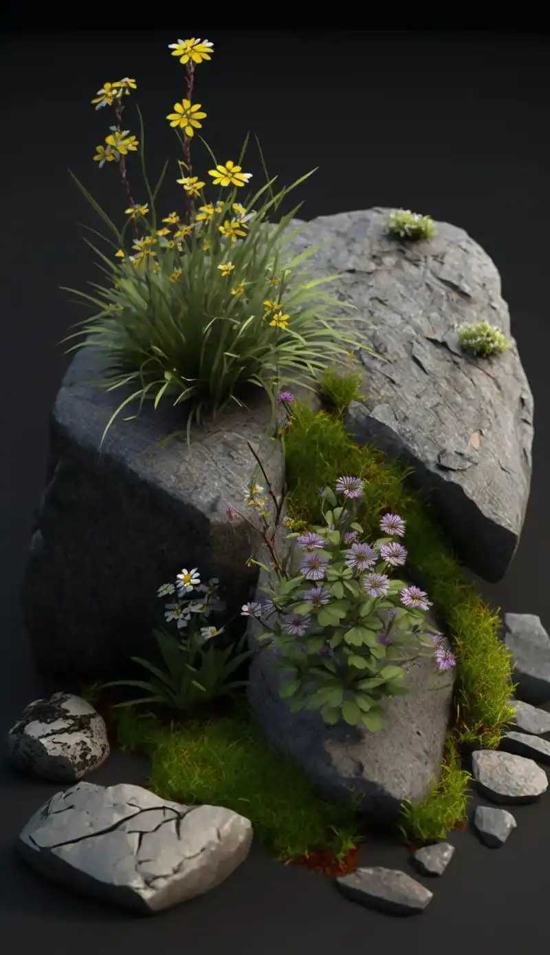 原创微景观石头效果图.