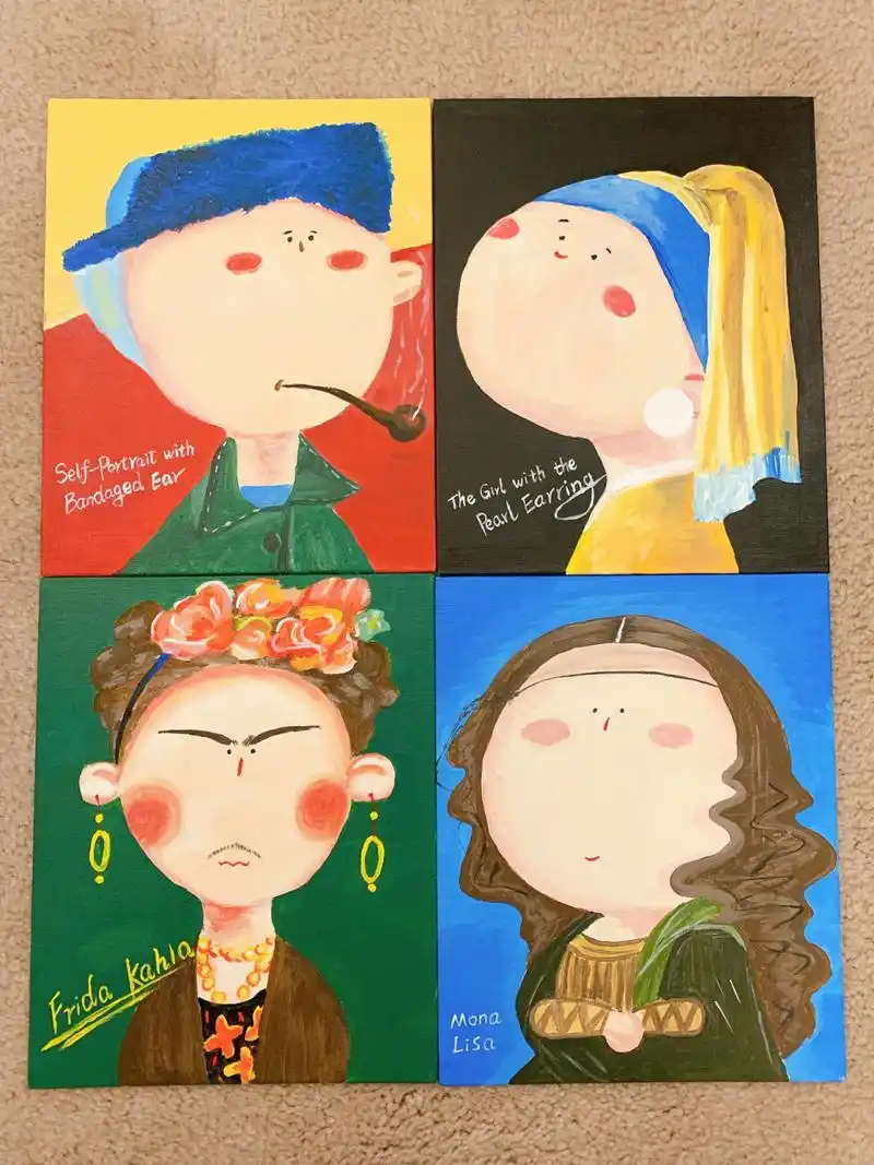 q版世界名画 美国疫情太严重也不能出门玩儿,只好画画消遣.