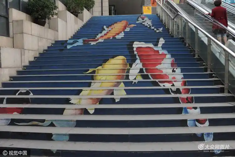 济南现创意3d楼梯画引围观