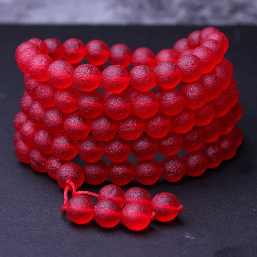 天然莫尔达维红陨石手链108颗多圈佛珠手串男女宇宙矿物原石念珠