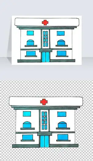 手绘医院大楼png