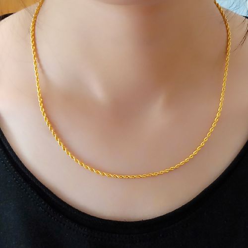 正品黄金项链9999足金子男士女款粗细麻花链麻绳井绳链结实送礼物