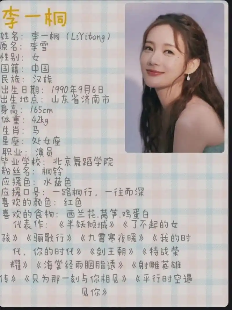 李一桐个人资料