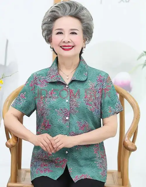 恒源祥旗舰官方店同款夏季新品老年人夏装女短袖70多岁80老人衣服女