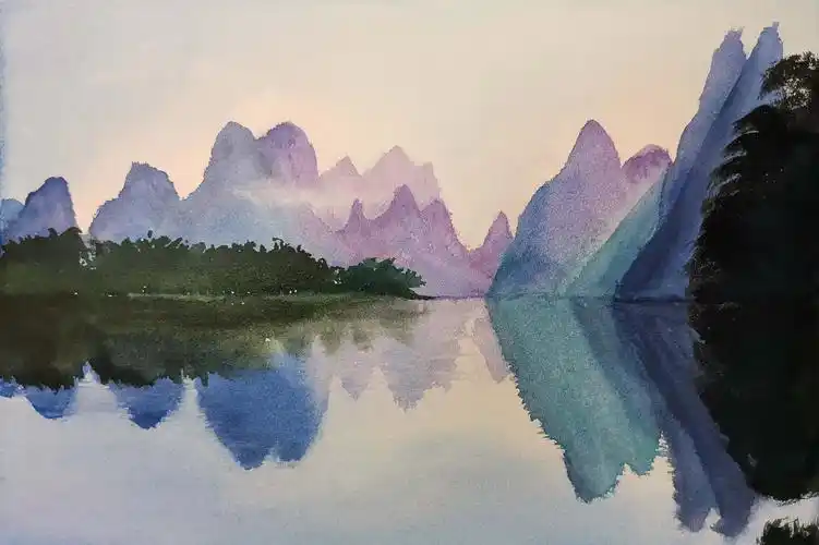 水彩:桂林山水 - 简书
