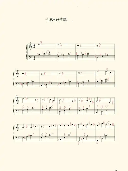 卡农钢琴五线谱简谱