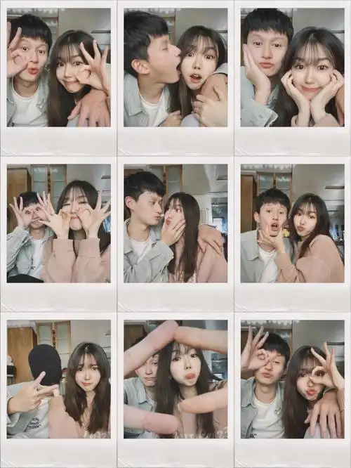 情侣拍照拍立得风格情侣自拍太可爱啦