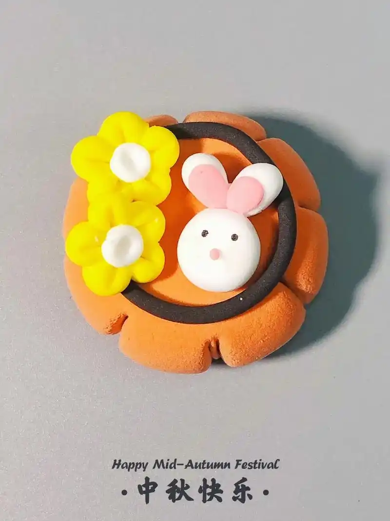 彩泥做的兔子月饼.这个假期就来做彩泥手工吧#超轻粘土手工 # - 抖音
