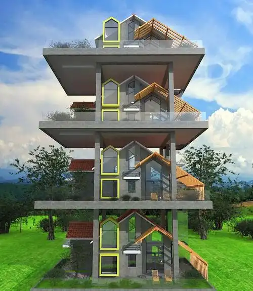 立体花园别墅设计,现代房屋设计,空中花园别墅