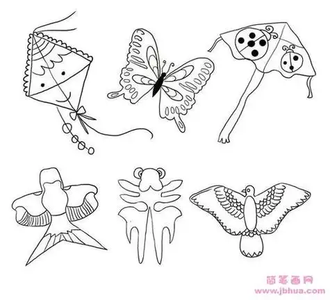 五角星涂红色布条涂紫色红色和黄色简单的风筝简笔画好了 风筝是由