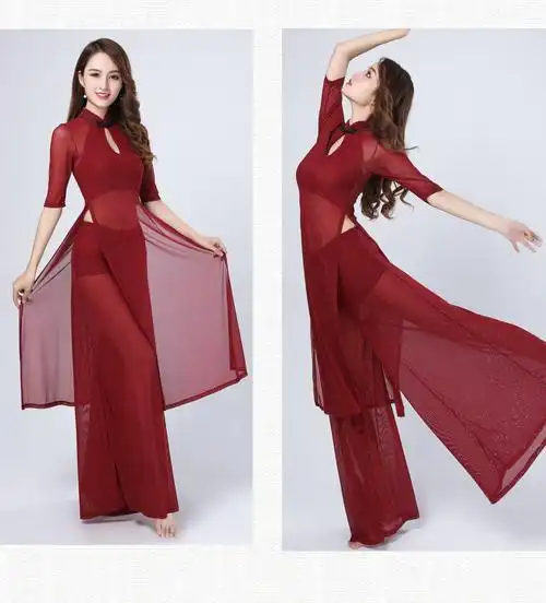 梵舒现代舞肚皮舞服2019夏新款表演古典民族舞练功服旗袍舞蹈服