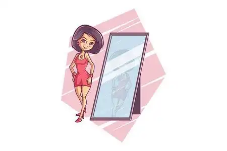 卡通照镜子图片