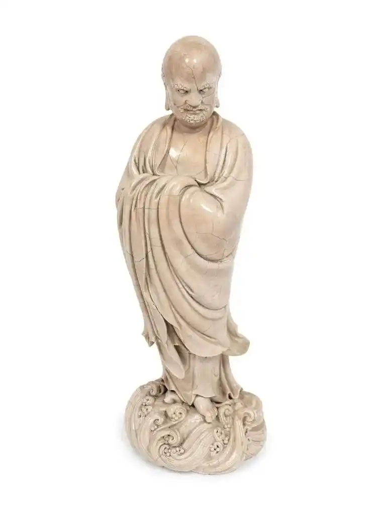 明清德化白瓷 明代 "何朝宗印"款 渡江达摩(高17英寸) - 抖音