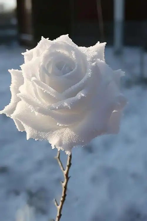 好看的花一定要分享给你 ##冬天的第一朵雪玫瑰