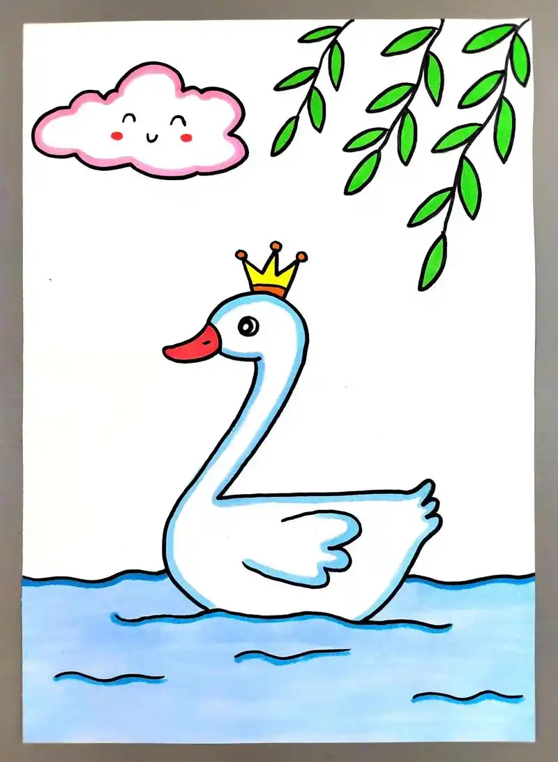 教你用数字"2" 画一只漂亮的白天鹅,简单又好看,快来试试吧 - 抖音