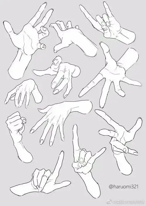 不同手势的绘画参考  #绘画参考##手部参考
