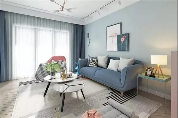 90㎡粉蓝北欧风,"你就是我心中的棉花糖,甜蜜的梦想.