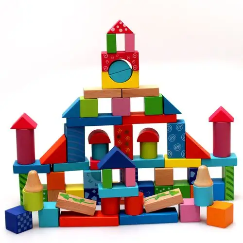 100粒印花桶装木制积木