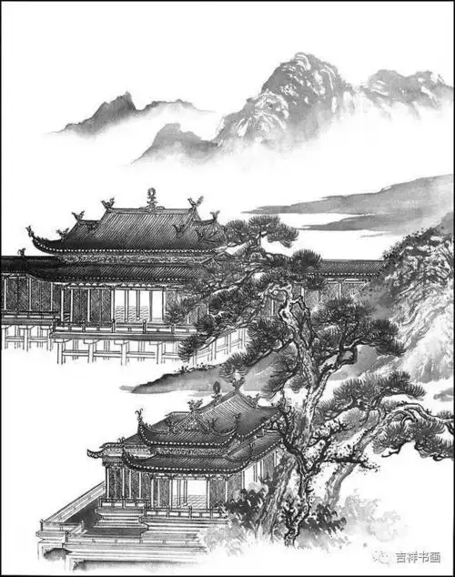 白描山水风景,感受黑白静宁的艺术!