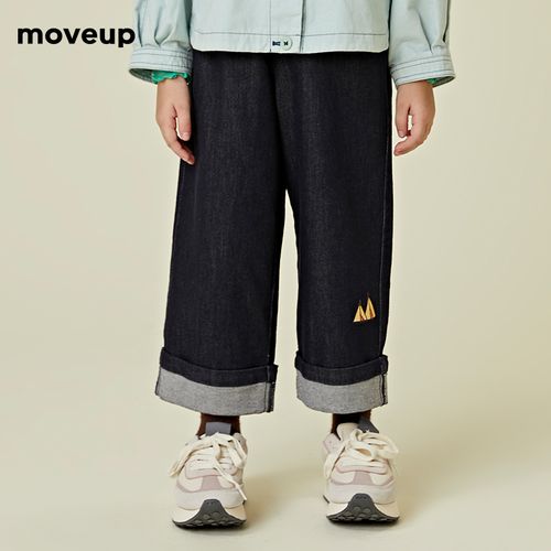 moveupkids幻走童装2022春季新款 松紧腰帐篷绣花帅气牛仔直筒裤