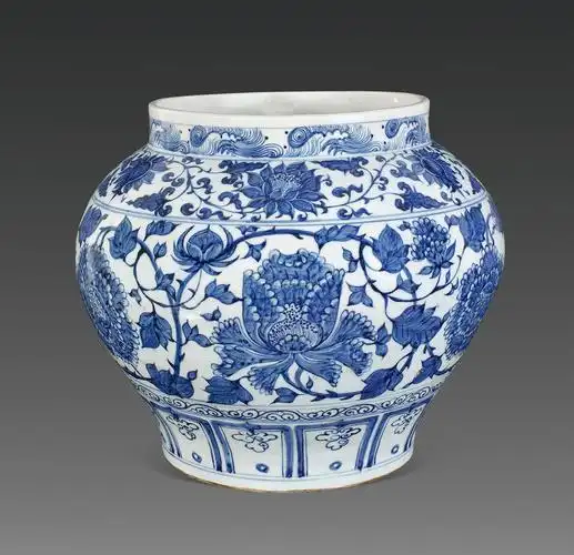【明早期 青花缠枝牡丹纹罐】拍卖品_图片_价格_鉴赏_明代青花瓷器