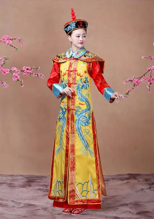 清朝皇后服装古装满族女皇太后贵妃格格服朝服女王慈禧演出写 红色