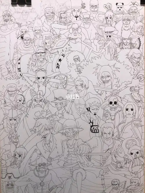 海贼王全家福 线描稿 #临摹  #a-田哥哥动漫手绘定制  一直很喜欢海贼