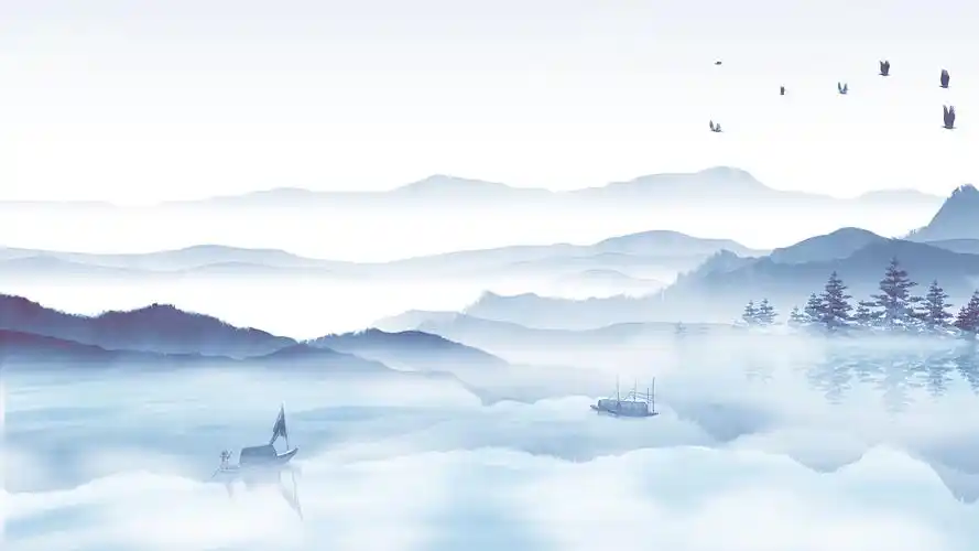 4k中国风水墨山水风景远山青山抽象写意山水古风抽象山水视频水墨背景