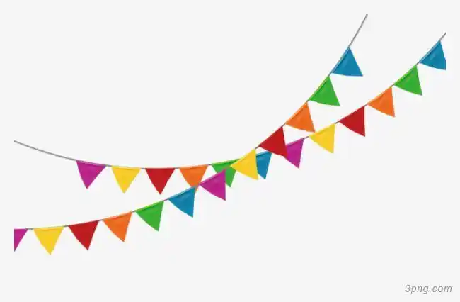 两条小彩旗png素材透明免抠图片漂浮元素