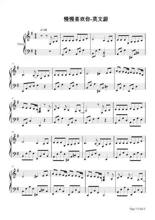 作品页数:3页 作品价格:2元 作品分类:流行钢琴五线谱 上传时间:200