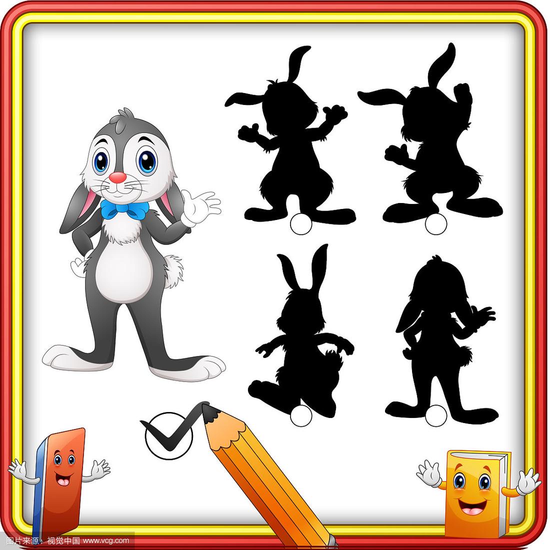 找到正确的影子卡通搞笑兔子波维