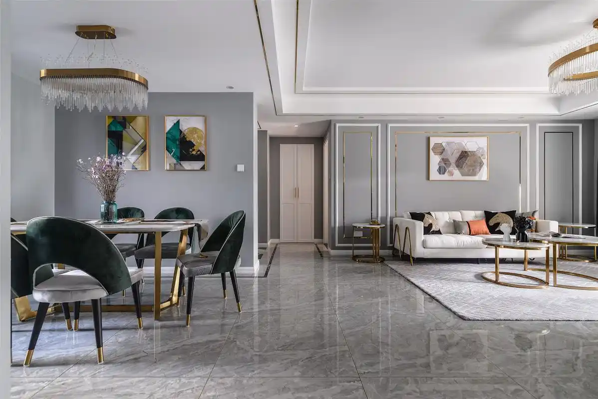 140平米轻奢风客餐厅装修效果图