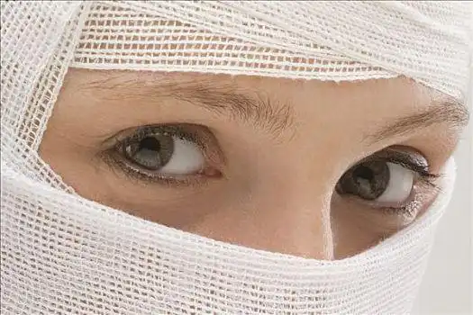 特写,年轻,包着,绷带