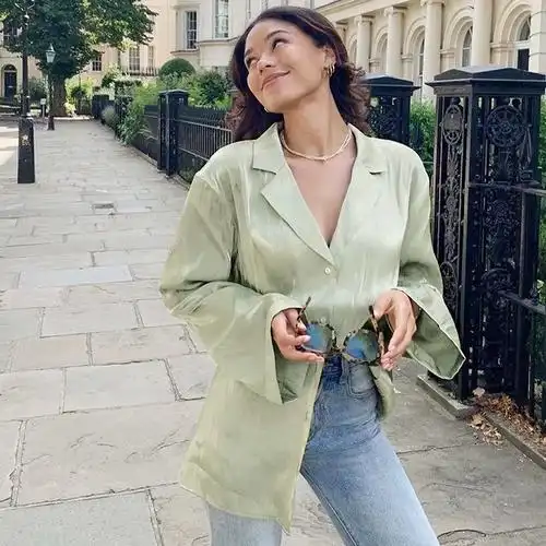 套装两件套欧美女装气质休闲时尚宽松衬衫长裤新款长袖2021秋季夏