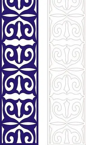 古典花圈二方连续黑白图案