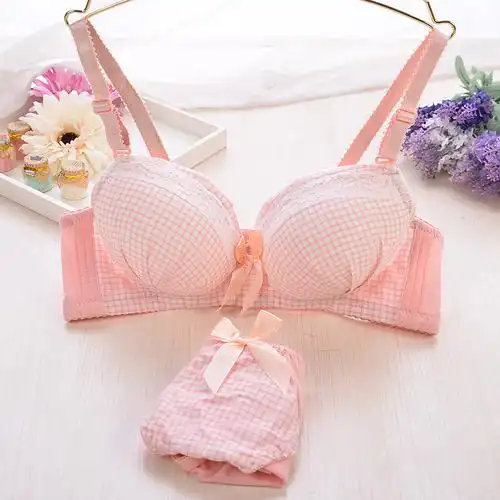日系少女纯棉性感无钢圈文胸套装学生高中生小胸聚拢内衣内裤薄款