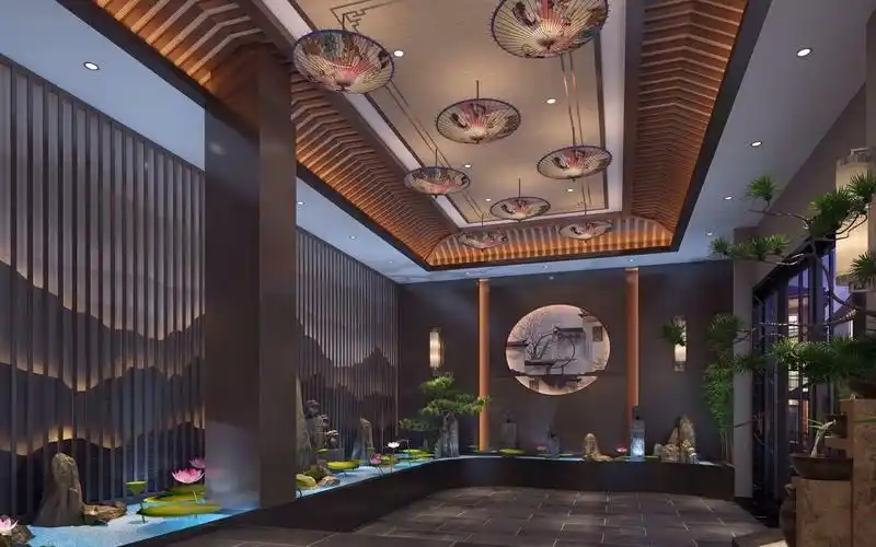 软装浴缸搭配 #养生馆案例 新中式足浴店装修设计 #知末网