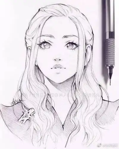 34个手绘白描线稿,动漫 言情风女孩,抱走临摹上色吧