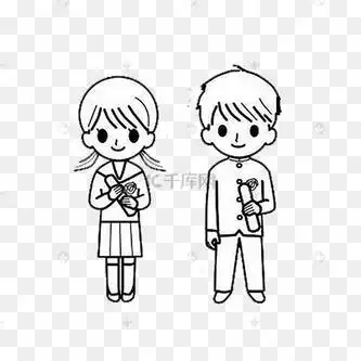 女孩男孩简笔素材