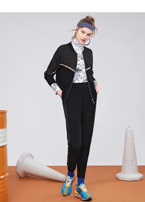 psalter诗篇影儿女装2020冬季新款时尚羊毛针织束脚宽松型休闲女裤