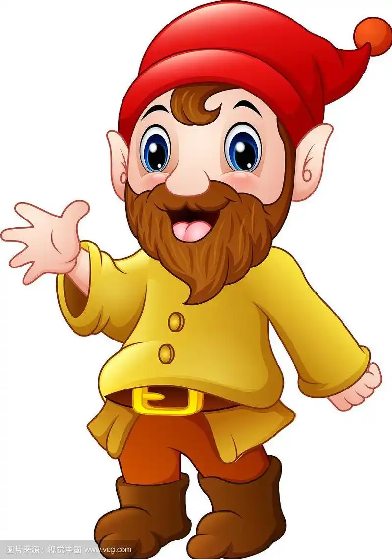 可爱的小矮人卡通挥手