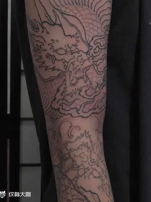 双龙花臂_纹身图案手稿图片_峰子的纹身作品集